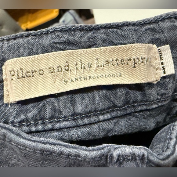 Anthropologie Pilcro Letterpress High Rise Skinny Grey Pattern Jean Size 25P - Picture 3 of 4